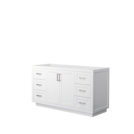 Miranda 60" Single Vanity in White, No Top, No Sink, Brushed Nickel Trim