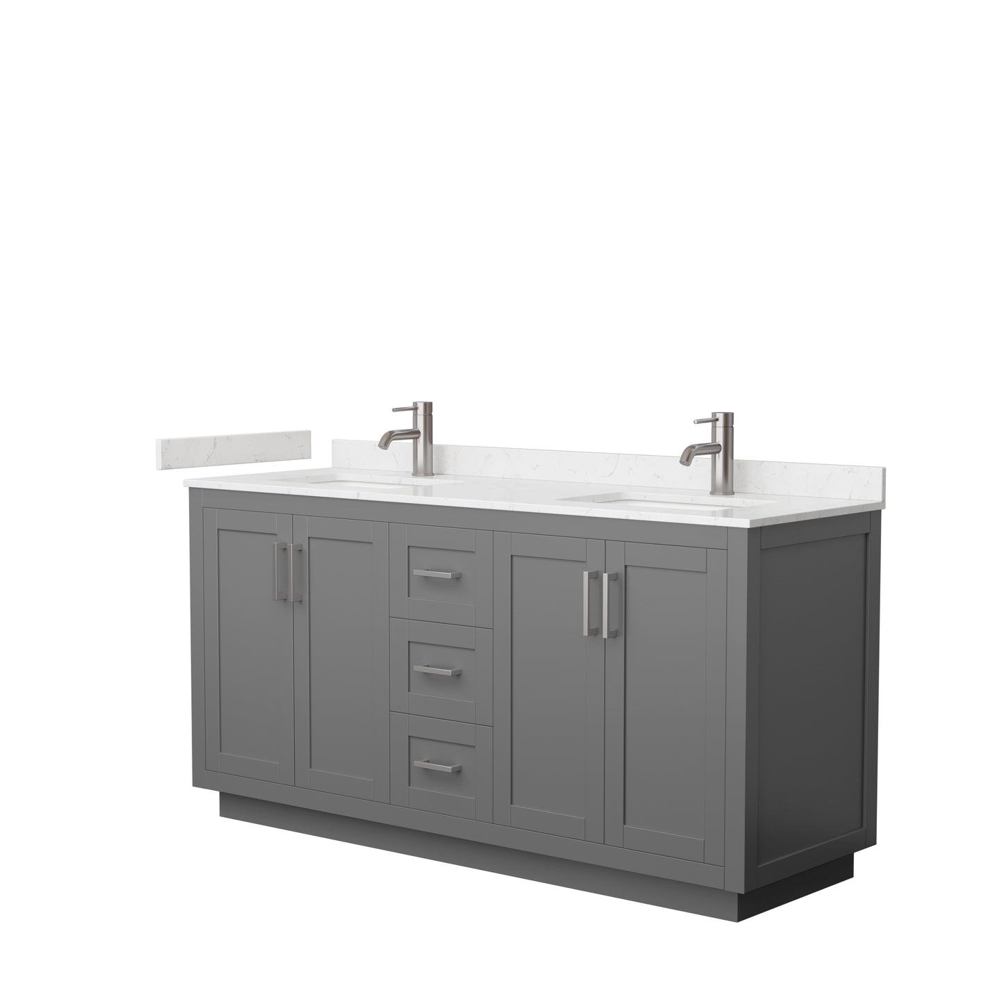 Miranda 66" Double Vanity in Dark Gray, Carrara Cultured Marble Top, Nickel Trim