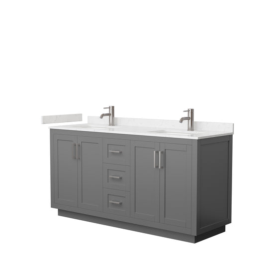 Miranda 66" Double Vanity in Dark Gray, Carrara Cultured Marble Top, Nickel Trim