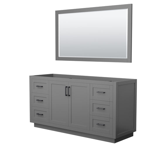 Miranda 66" Single Vanity in Dark Gray, No Top, Matte Black Trim, 58" Mirror
