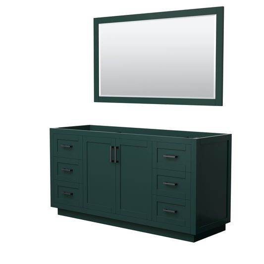 Miranda 66" Single Vanity in Green, No Top, Matte Black Trim, 58" Mirror