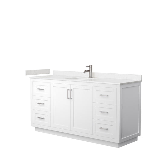 Miranda 66" Single Vanity in White, Carrara Cultured Marble Top, Nickel Trim