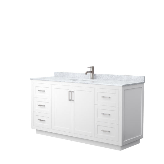 Miranda 66" Single Vanity in White, Top, Square Sink, Brushed Nickel Trim