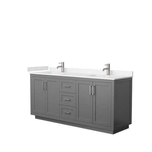 Miranda 72" Double Vanity in Dark Gray, Carrara Cultured Marble Top, Nickel Trim