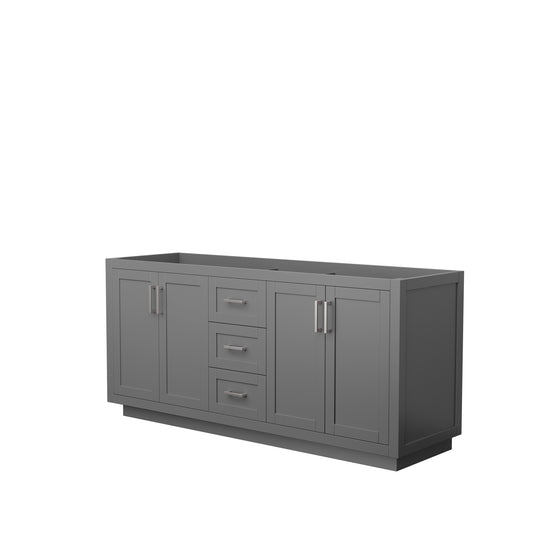 Miranda 72" Double Vanity in Dark Gray, No Top, No Sink, Brushed Nickel Trim