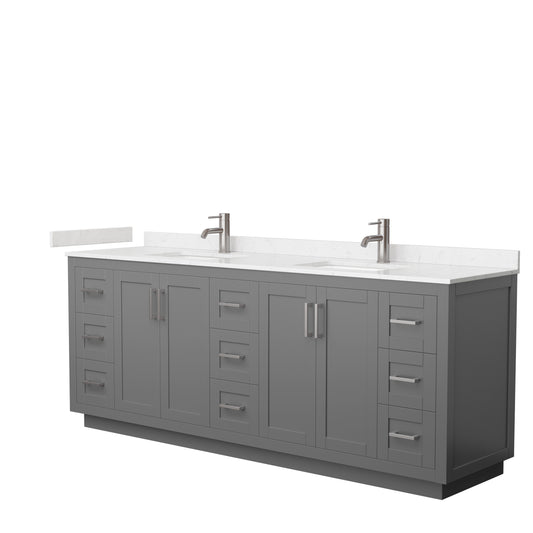 Miranda 84" Double Vanity in Dark Gray, Carrara Cultured Marble Top, Nickel Trim