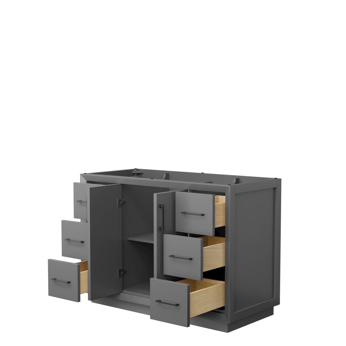 Strada 48 Inch Single Vanity in Dark Gray, No Countertop, Matte Black Trim
