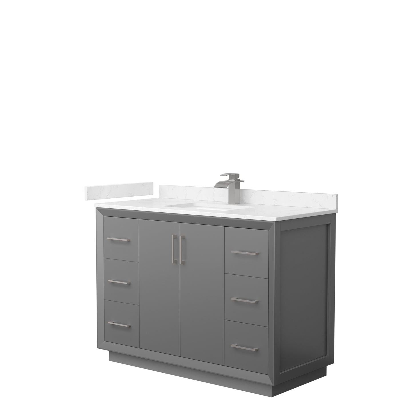 Strada 48" Single Vanity in Gray, Carrara  Marble Top, Sink, Nickel Trim