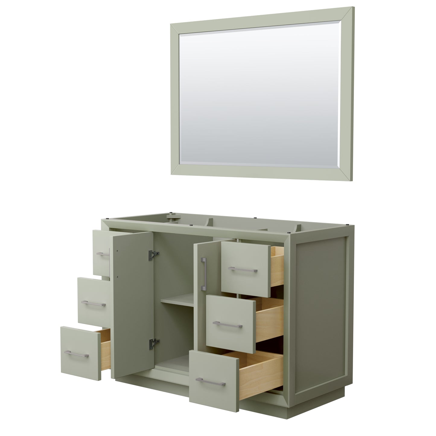 Strada 48 Inch Single Vanity in Light Green, Brushed Nickel Trim, 46 Inch Mirror