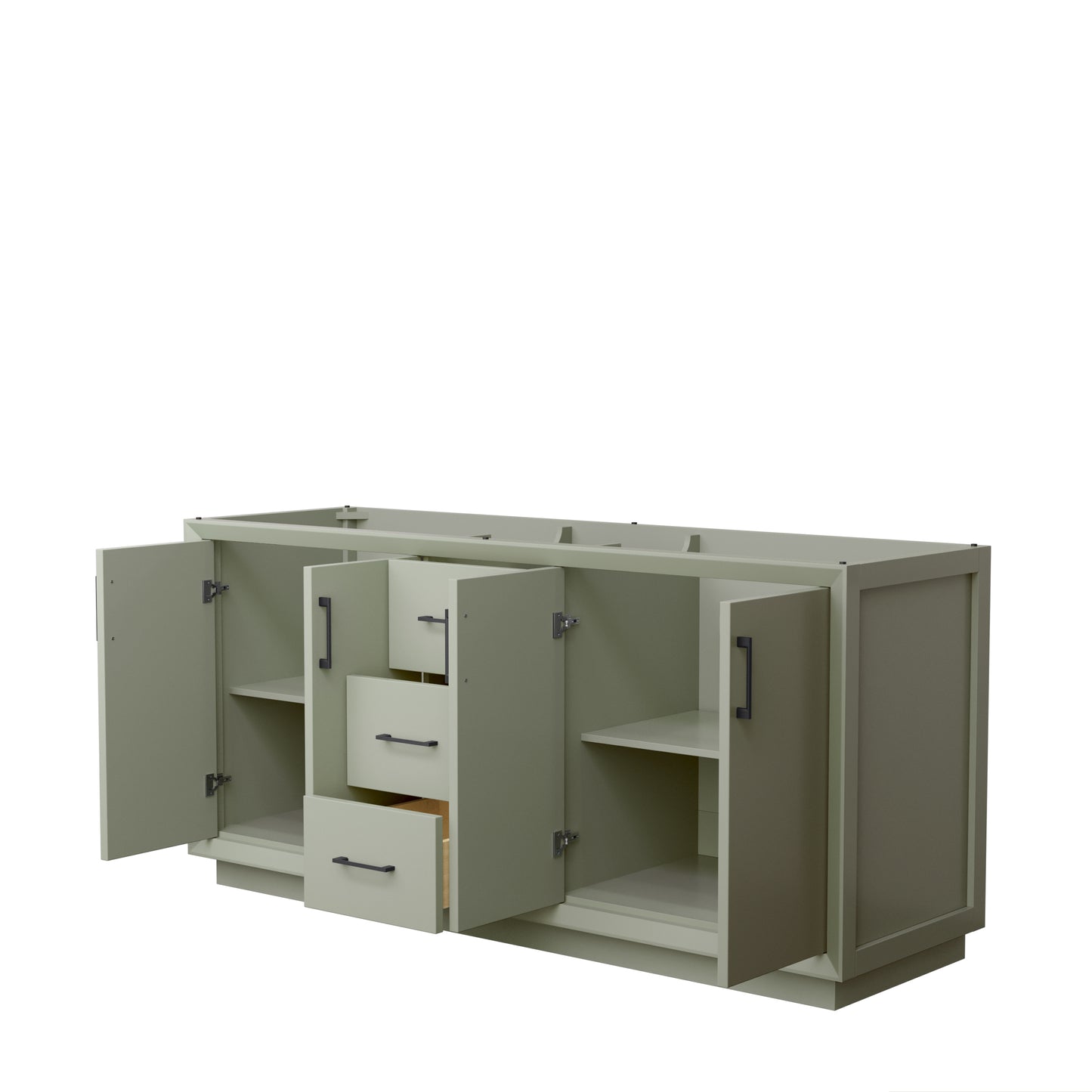 Strada 72 Inch Double Vanity in Light Green, No Countertop, Matte Black Trim