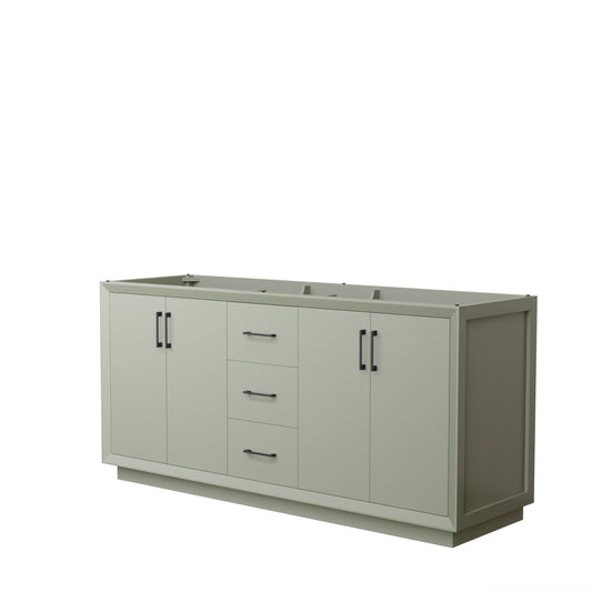 Strada 72 Inch Double Vanity in Light Green, No Countertop, Matte Black Trim