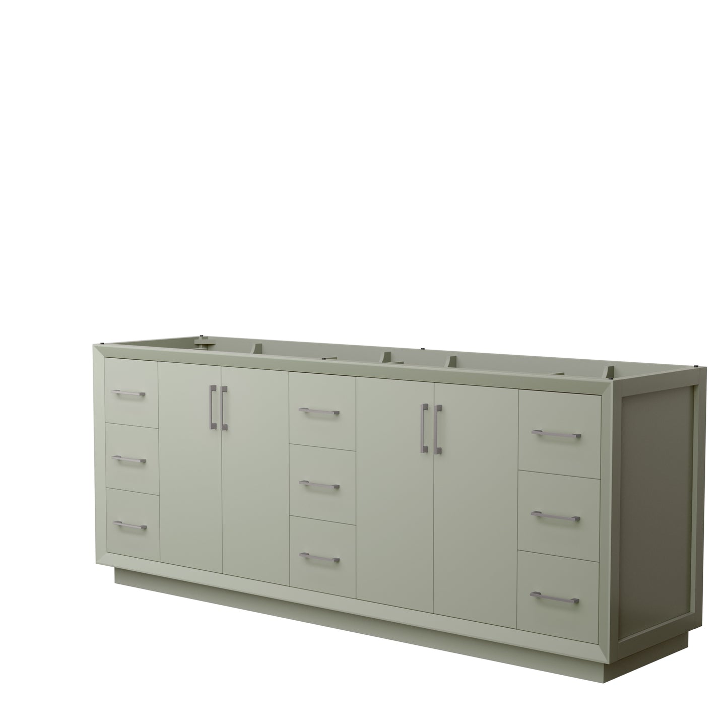 Strada 84 Inch Double Vanity in Light Green, No Countertop, Brushed Nickel Trim