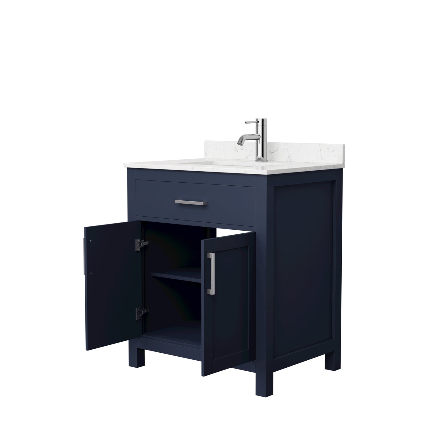 Beckett 30" Single Vanity in Dark Blue, Carrara Cultured Marble Top, Nickel Trim
