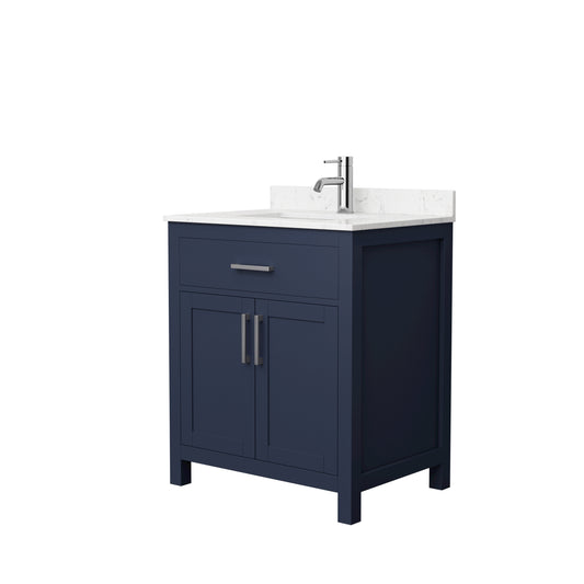 Beckett 30" Single Vanity in Dark Blue, Carrara Cultured Marble Top, Nickel Trim