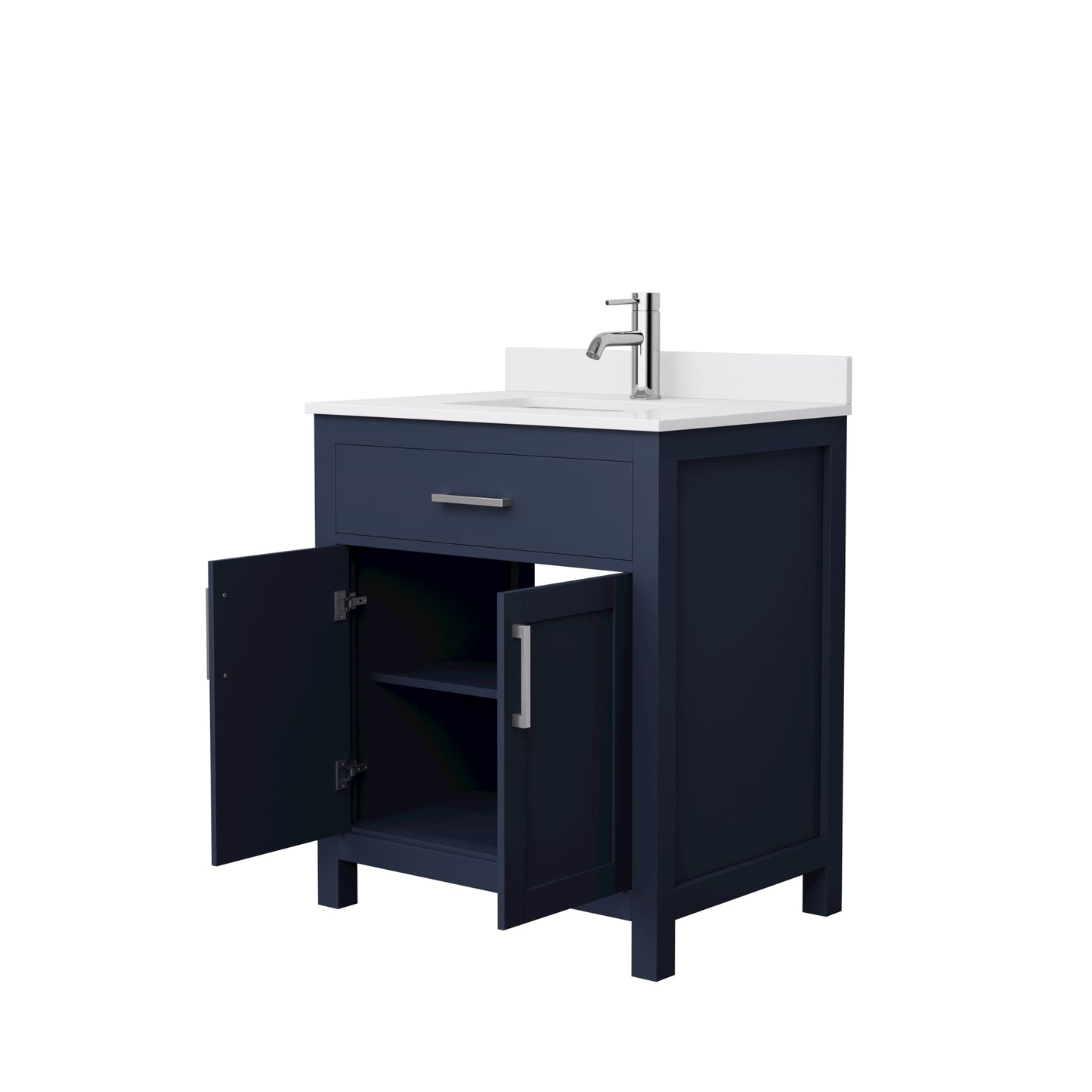 Beckett 30" Single Vanity in Dark Blue, White Cultured Marble Top, Nickel Trim