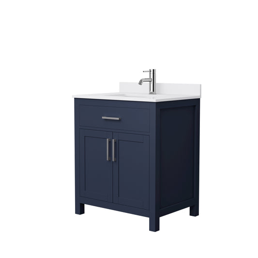 Beckett 30" Single Vanity in Dark Blue, White Cultured Marble Top, Nickel Trim