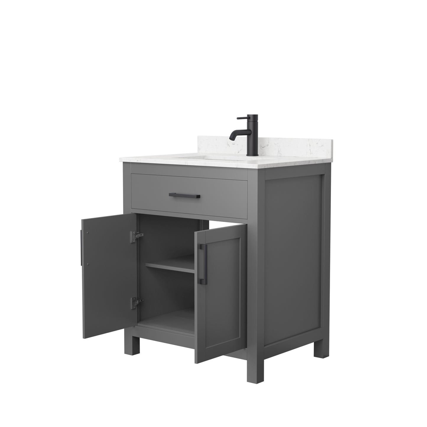 Beckett 30" Single Vanity in Dark Gray, Carrara Cultured Marble Top, Black Trim
