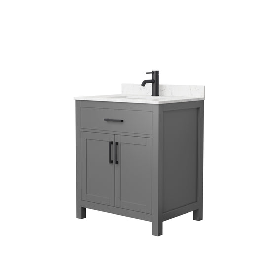 Beckett 30" Single Vanity in Dark Gray, Carrara Cultured Marble Top, Black Trim