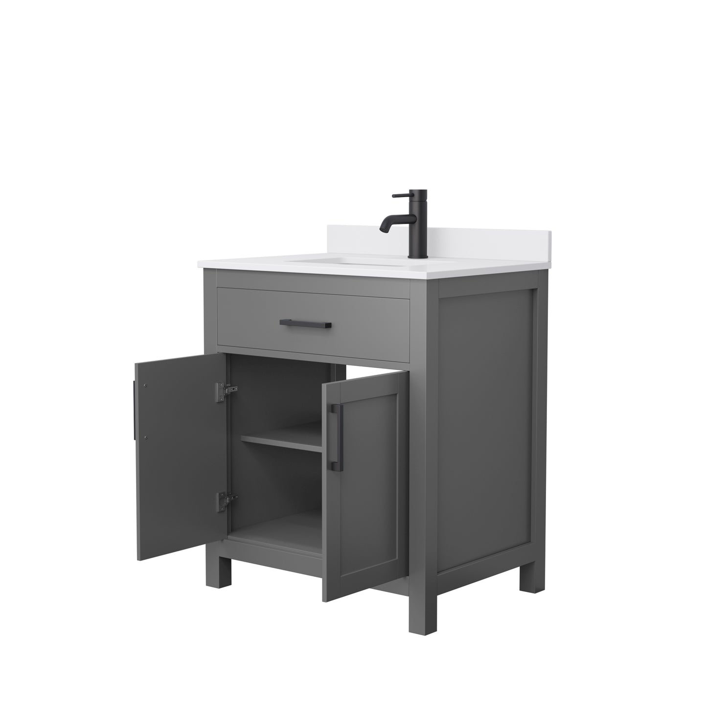 Beckett 30" Single Vanity in Dark Gray, White Cultured Marble Top, Black Trim