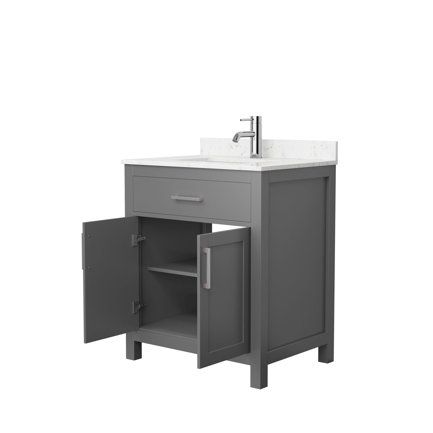 Beckett 30" Single Vanity in Dark Gray, Carrara Cultured Marble Top, Nickel Trim