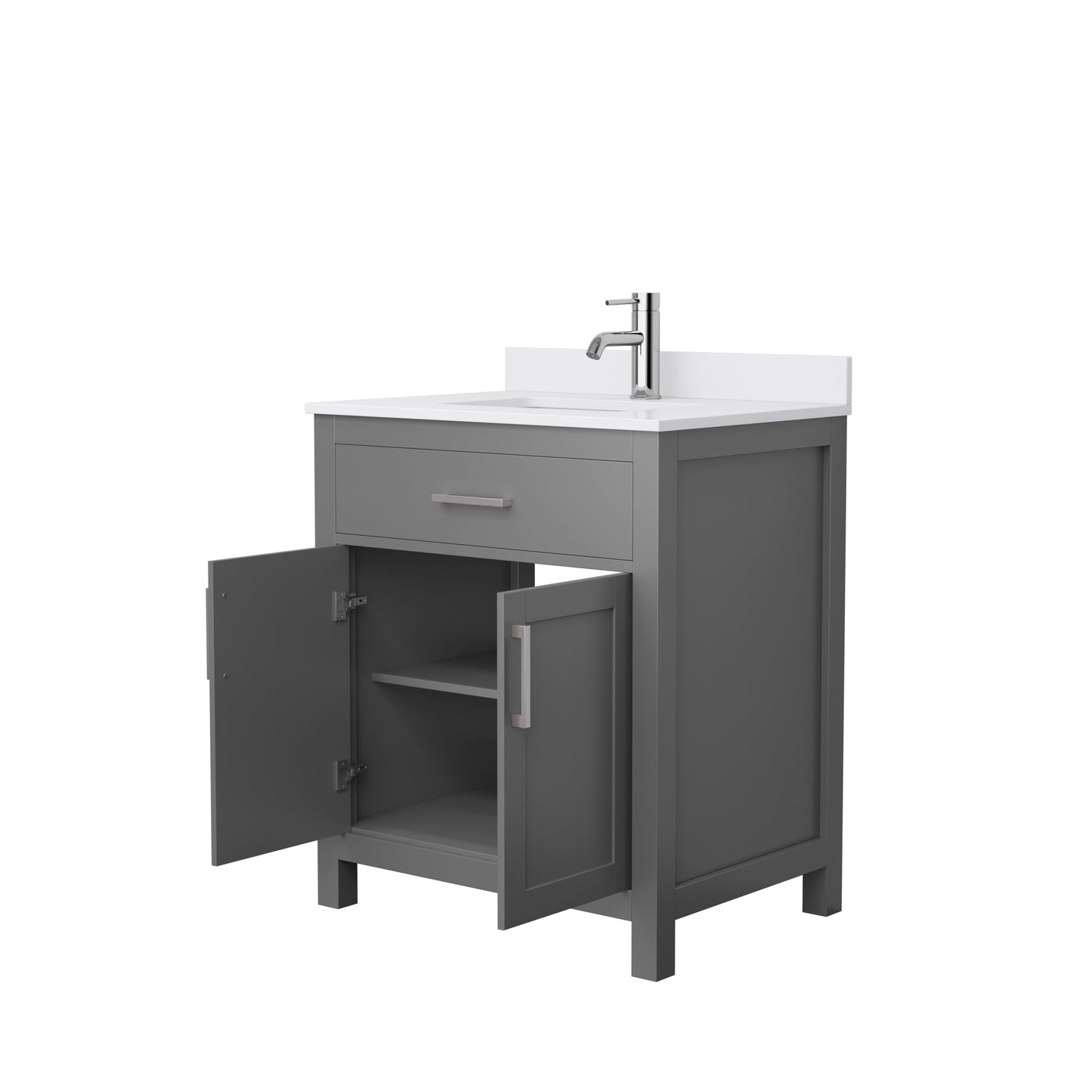 Beckett 30" Single Vanity in Dark Gray, White Cultured Marble Top, Nickel Trim