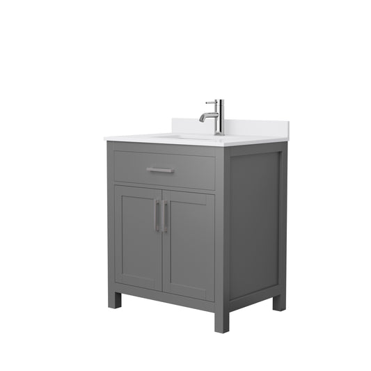 Beckett 30" Single Vanity in Dark Gray, White Cultured Marble Top, Nickel Trim
