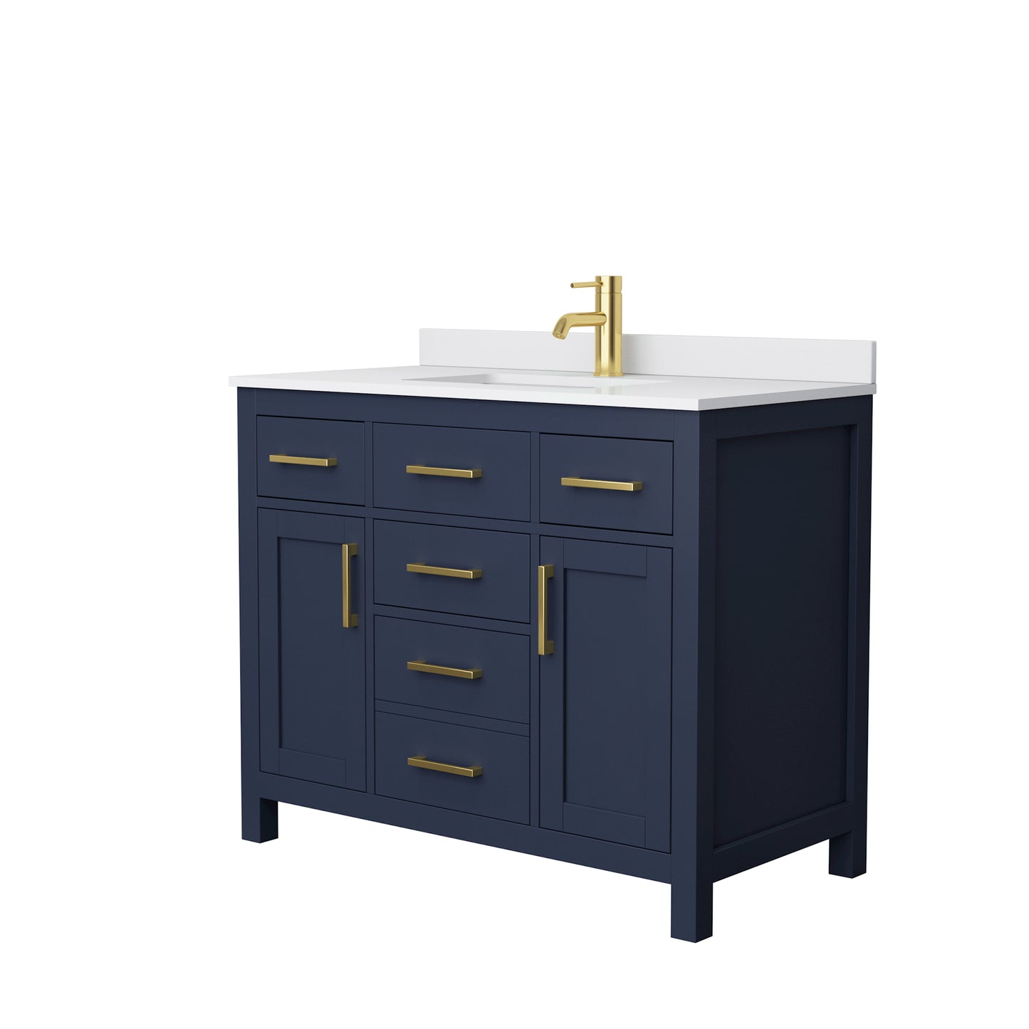 Beckett 42" Single Vanity in Dark Blue, White Cultured Marble Top, Sink