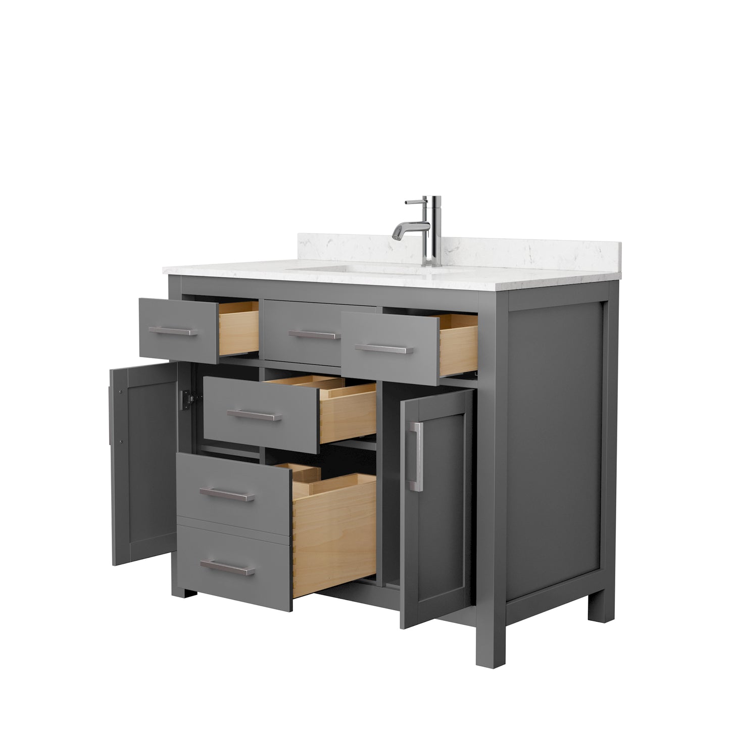 Beckett 42" Single Vanity in Dark Gray, Carrara Cultured Marble Top, Sink