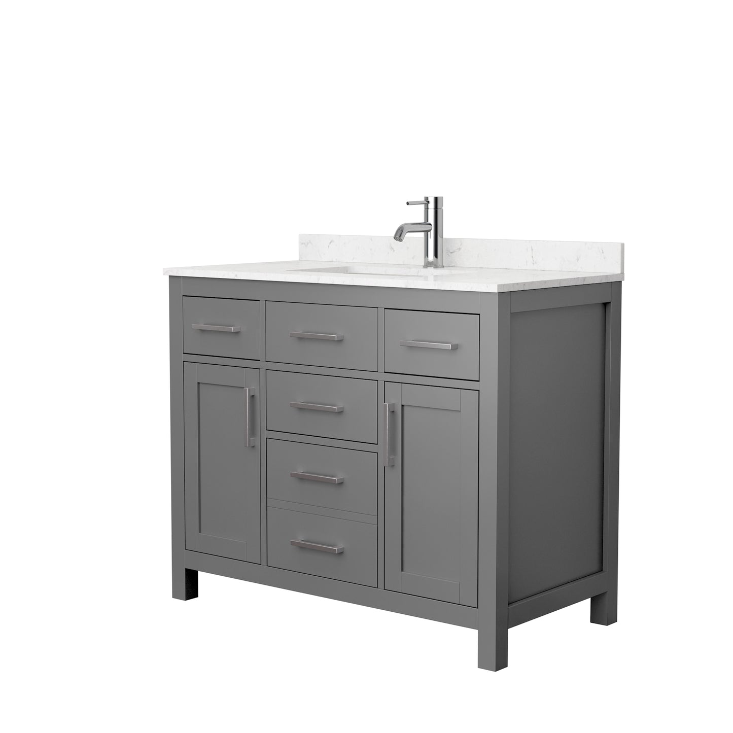 Beckett 42" Single Vanity in Dark Gray, Carrara Cultured Marble Top, Sink