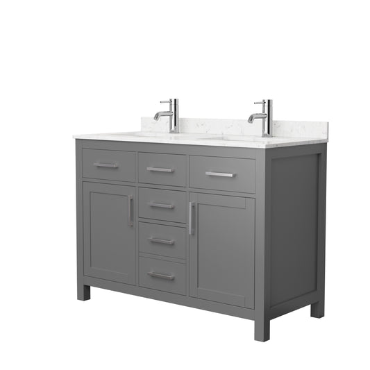Beckett 48" Double Vanity in Dark Gray, Carrara Cultured Marble Top, Nickel Trim