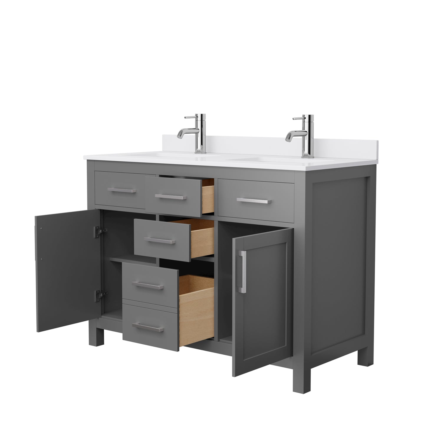 Beckett 48" Double Vanity in Dark Gray, White Cultured Marble Top, Nickel Trim