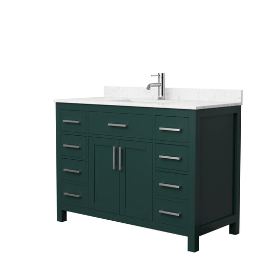 Beckett 48" Single Vanity in Green, Carrara Cultured Marble Top, Nickel Trim