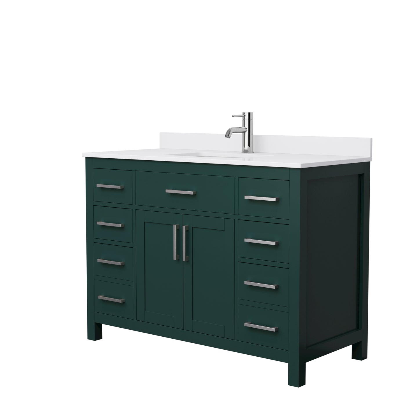 Beckett 48" Single Vanity in Green, White Cultured Marble Top, Nickel Trim