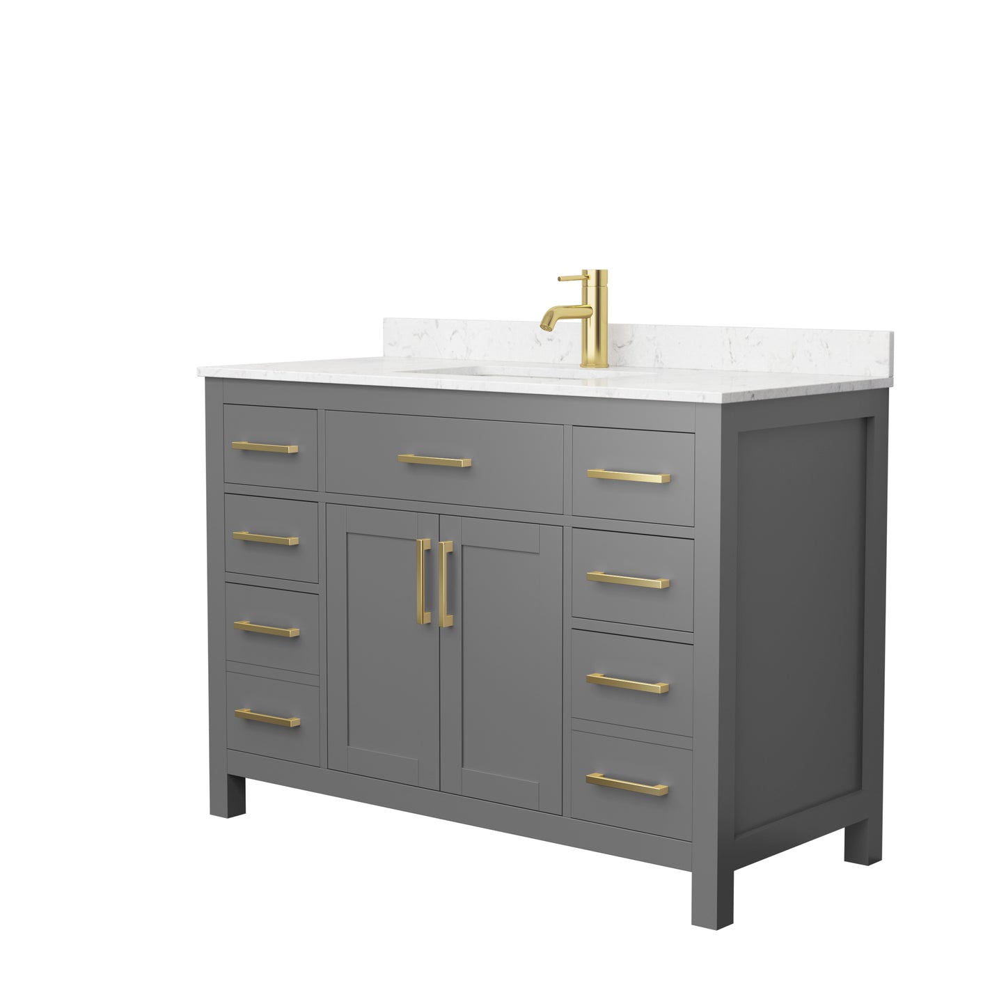 Beckett 48" Single Vanity in Dark Gray, Carrara Cultured Marble Top, Gold Trim