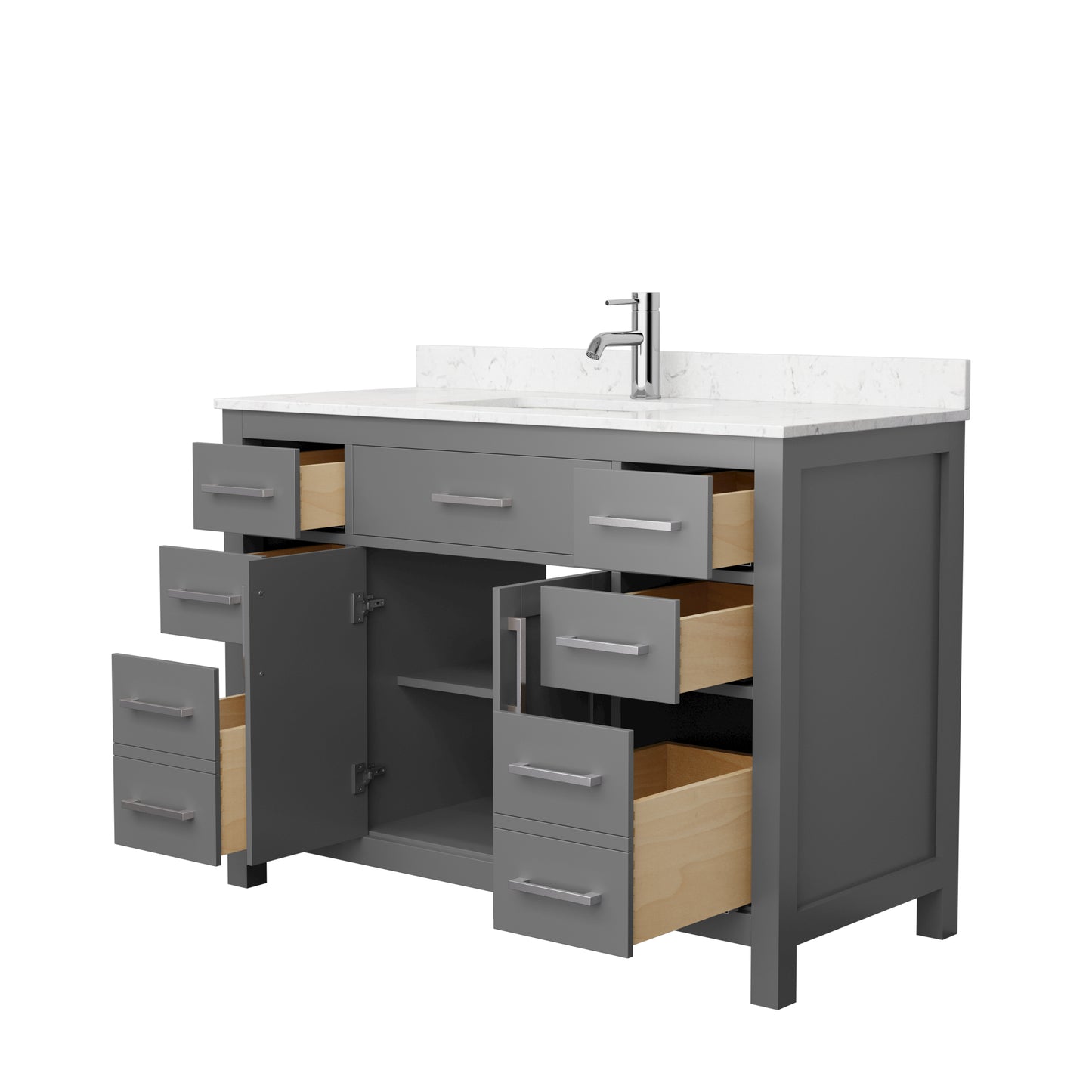 Beckett 48" Single Vanity in Dark Gray, Carrara Cultured Marble Top, Nickel Trim