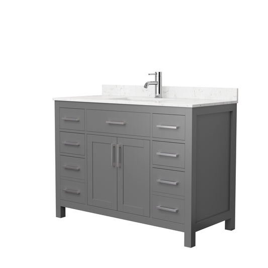 Beckett 48" Single Vanity in Dark Gray, Carrara Cultured Marble Top, Nickel Trim