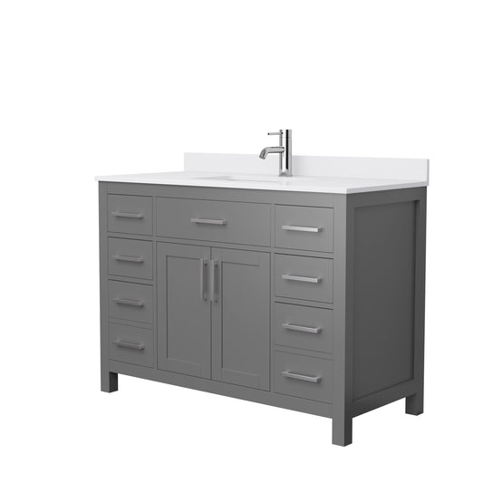 Beckett 48" Single Vanity in Dark Gray, White Cultured Marble Top, Nickel Trim