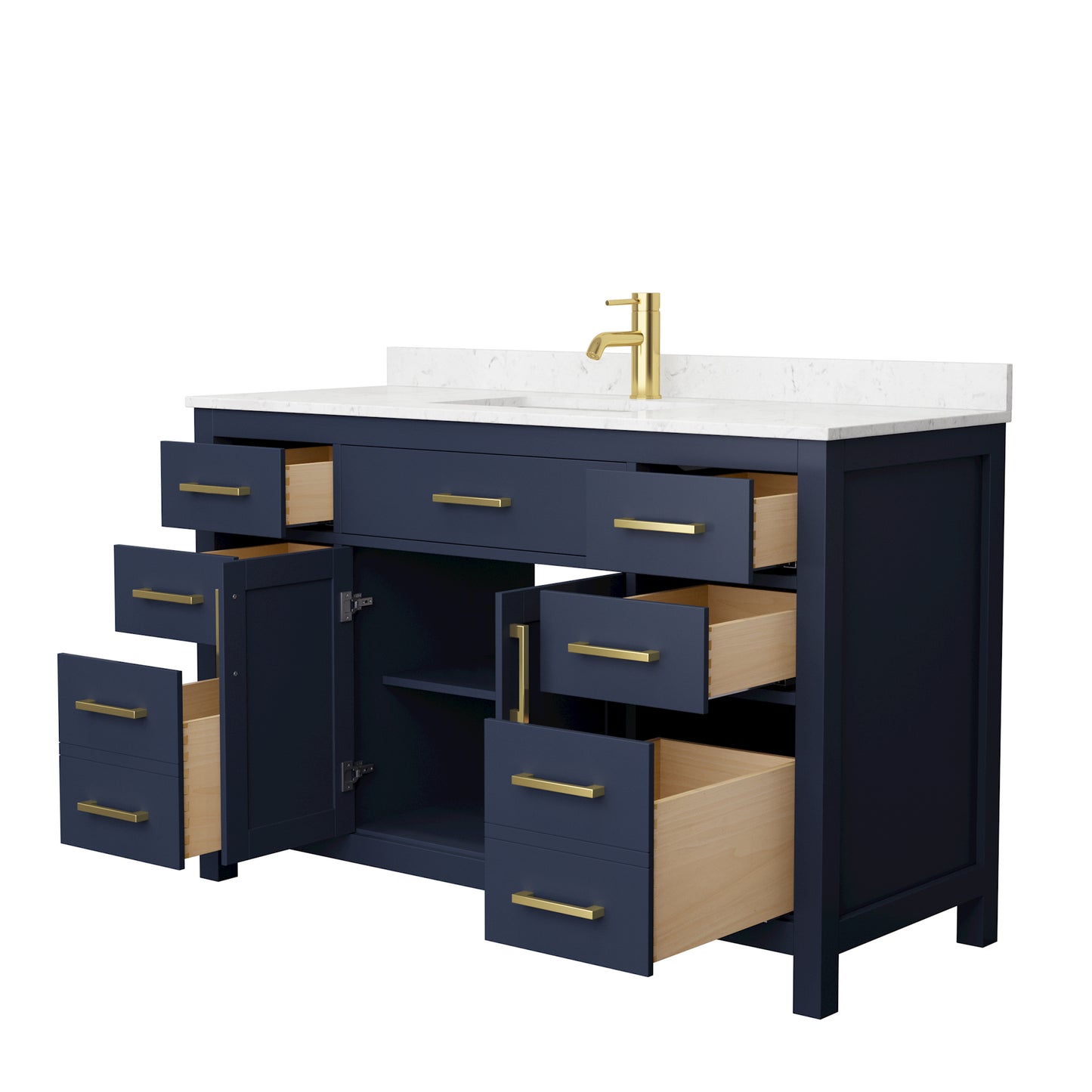 Beckett 54" Single Vanity in Dark Blue, Carrara Cultured Marble Top, Sink