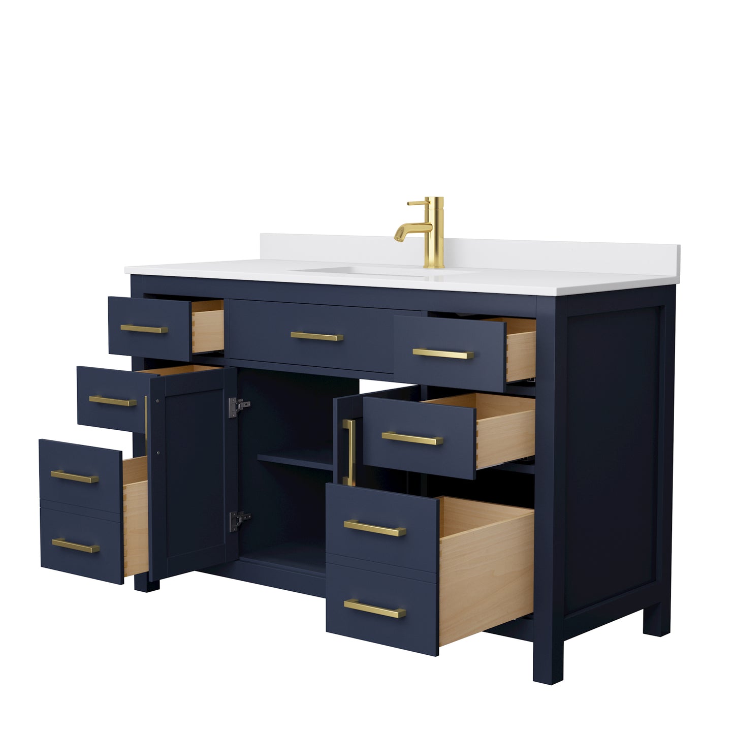 Beckett 54" Single Vanity in Dark Blue, White Cultured Marble Top, Sink