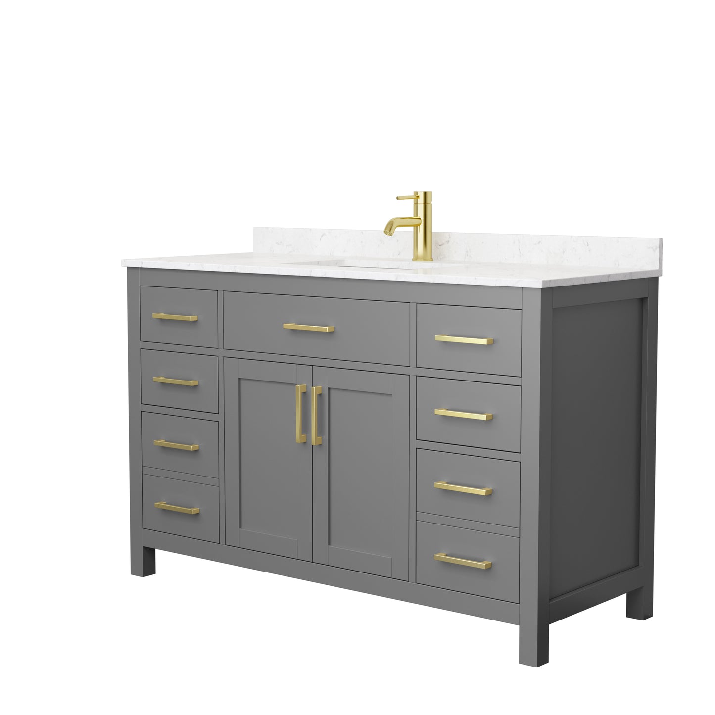 Beckett 54" Single Vanity in Dark Gray, Carrara Cultured Marble Top, Gold Trim