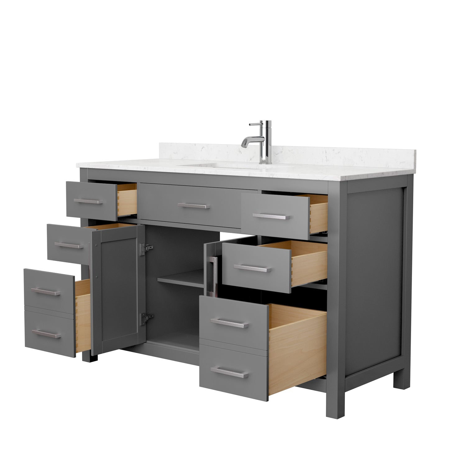 Beckett 54" Single Vanity in Dark Gray, Carrara Cultured Marble Top, Sink