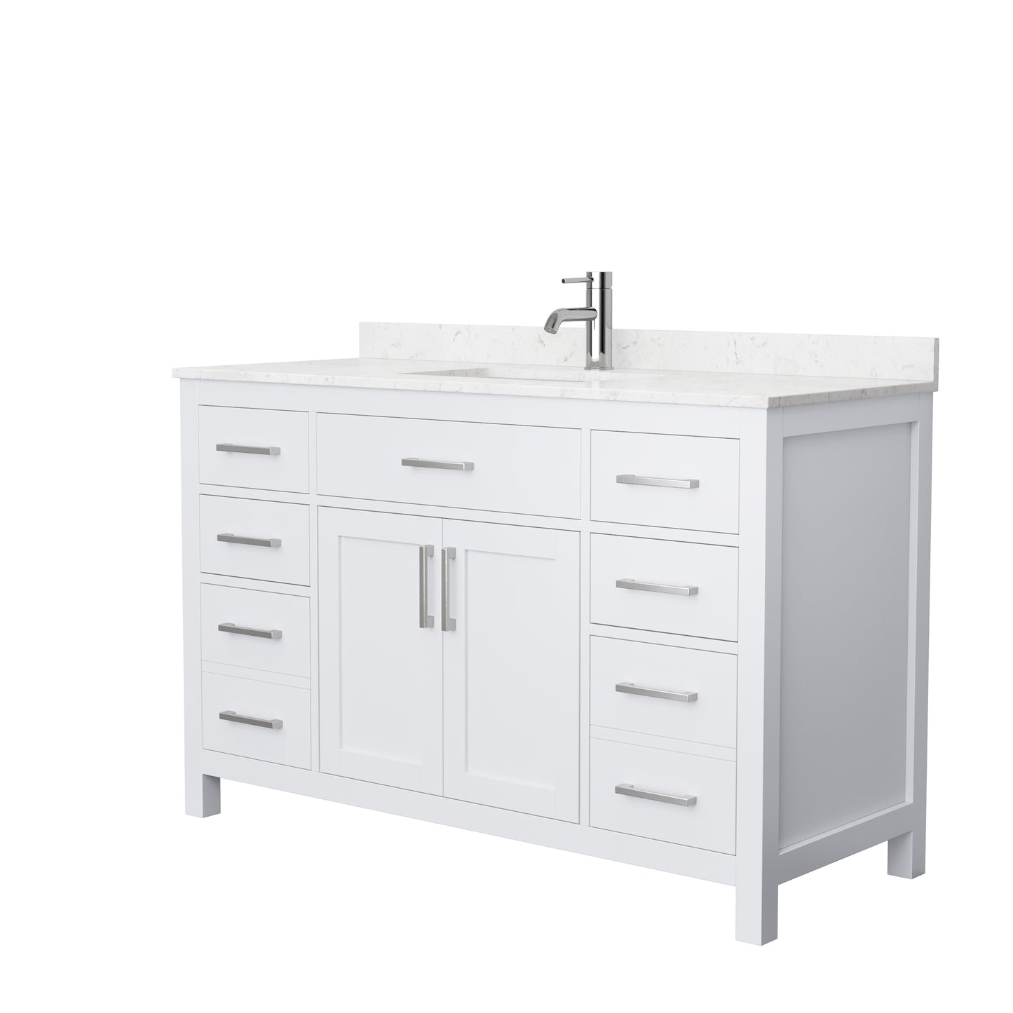 Beckett 54" Single Vanity in White, Carrara Cultured Marble Top, Sink
