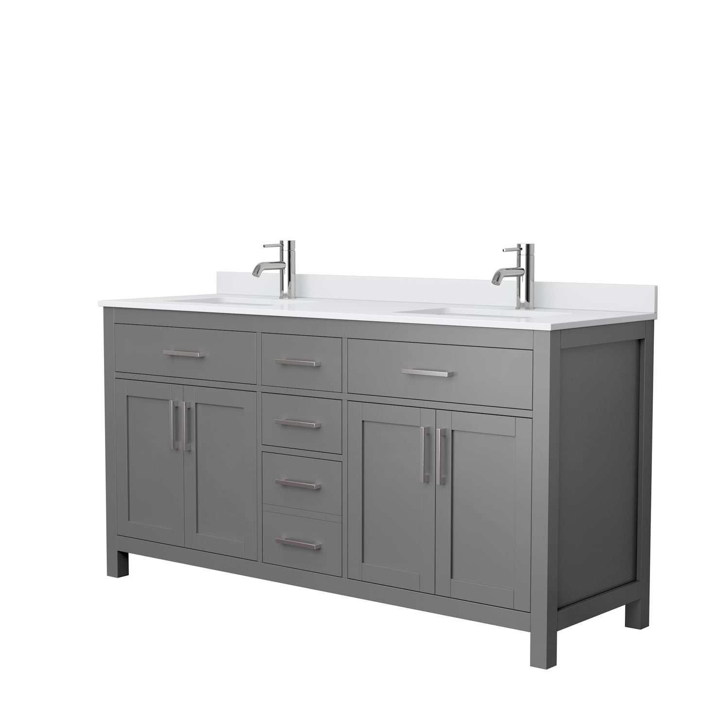Beckett 66" Double Vanity in Dark Gray, White Cultured Marble Top, Sinks