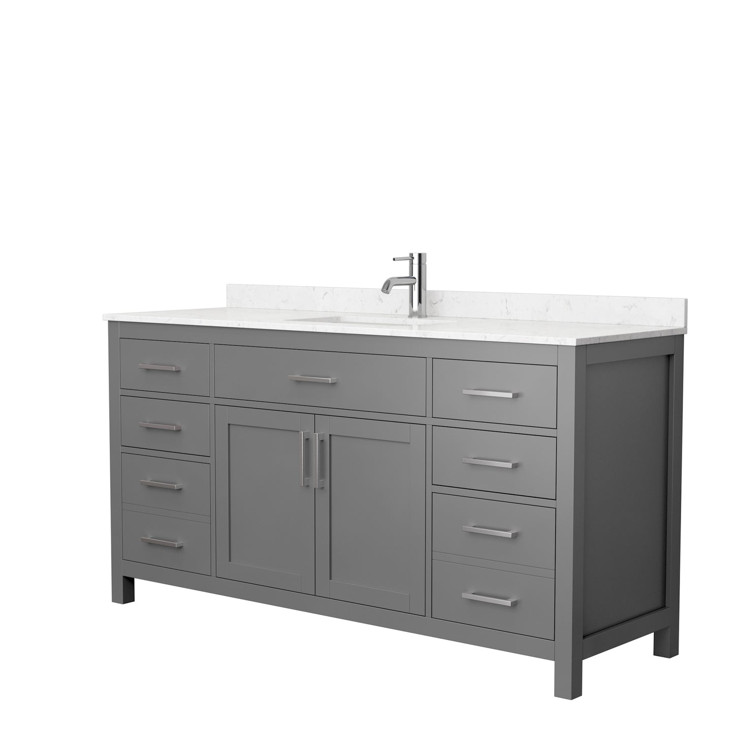 Beckett 66" Single Vanity in Dark Gray, Carrara Cultured Marble Top, Sink