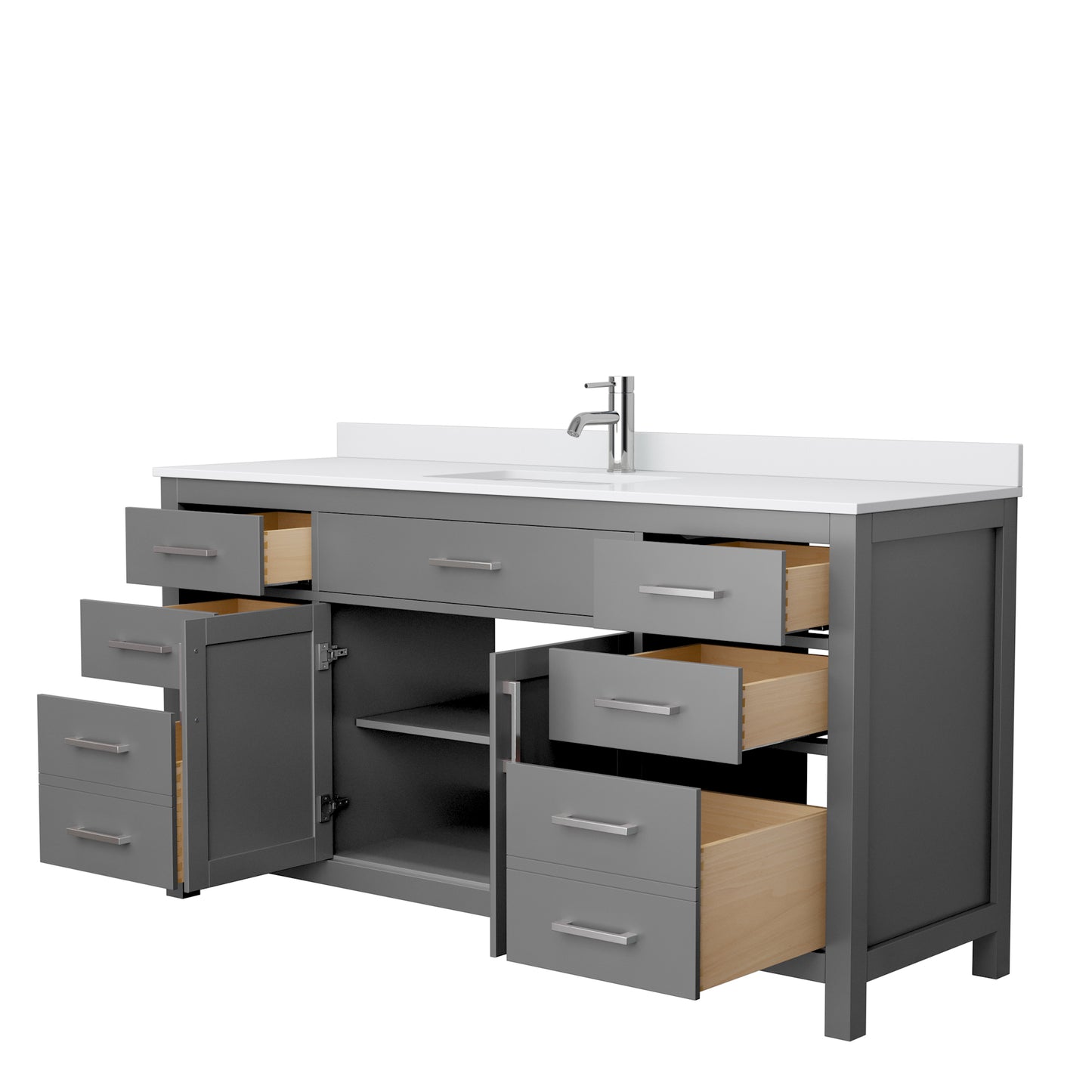 Beckett 66" Single Vanity in Dark Gray, White Cultured Marble Top, Sink