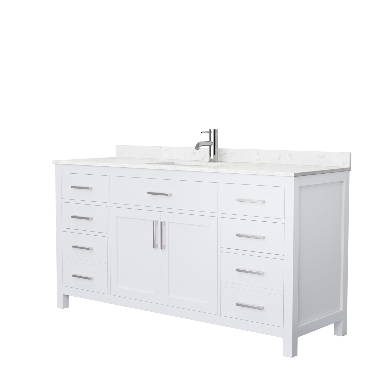 Beckett 66" Single Vanity in White, Carrara Cultured Marble Top, Sink