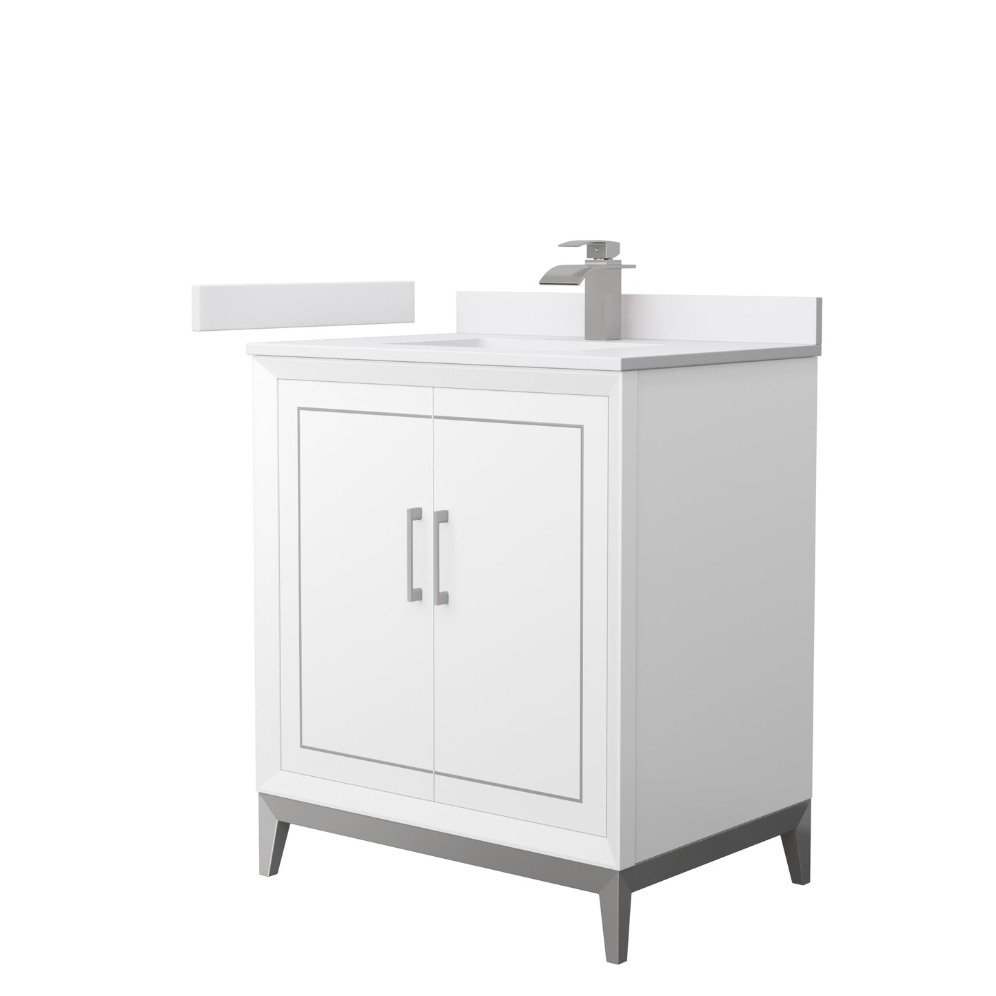 Marlena 30 " Single Vanity in White, White  Marble Top, Sink, Nickel Trim