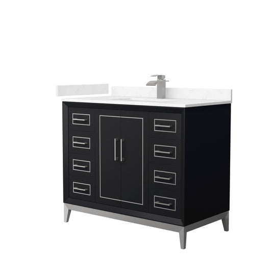 Marlena 42 " Single Vanity in Black, Carrara  Marble Top, Sink, Nickel Trim