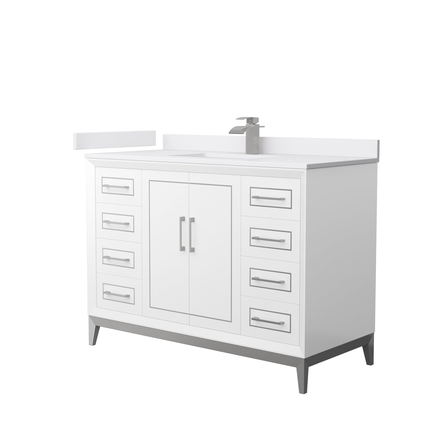 Marlena 48 " Single Vanity in White, White  Marble Top, Sink, Nickel Trim