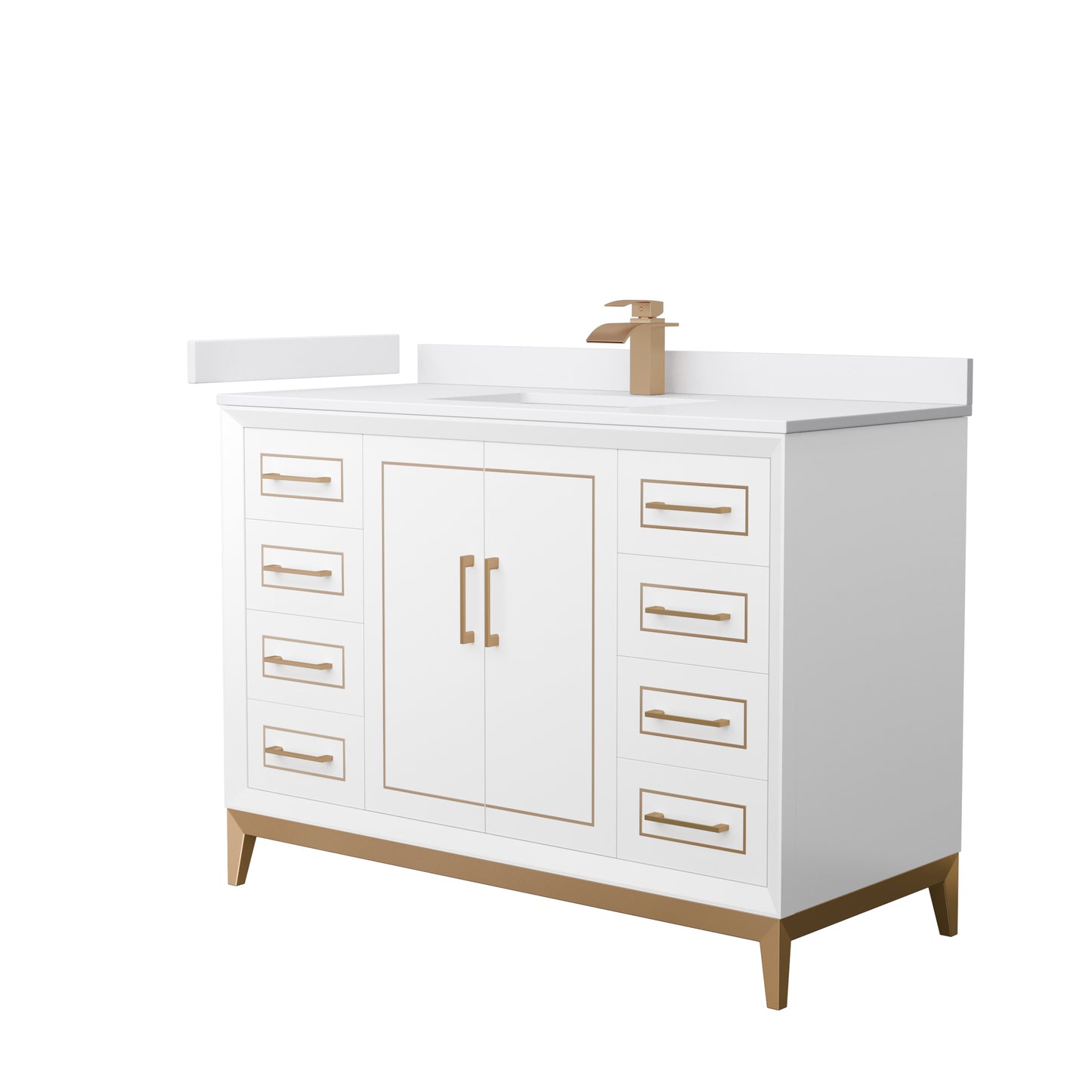 Marlena 48 " Single Vanity in White, White  Marble Top, Sink, Bronze Trim